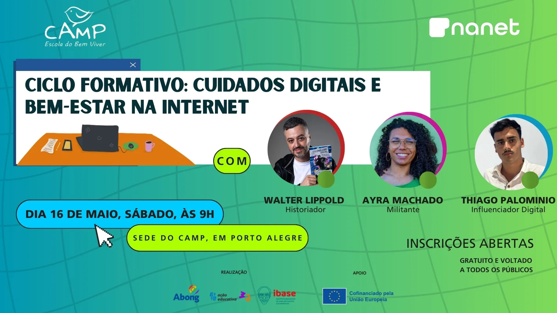 Com inscrições gratuitas, o ciclo será realizado em dois momentos: um inicial e presencial, seguido pela disponibilização de conteúdos em formato online
