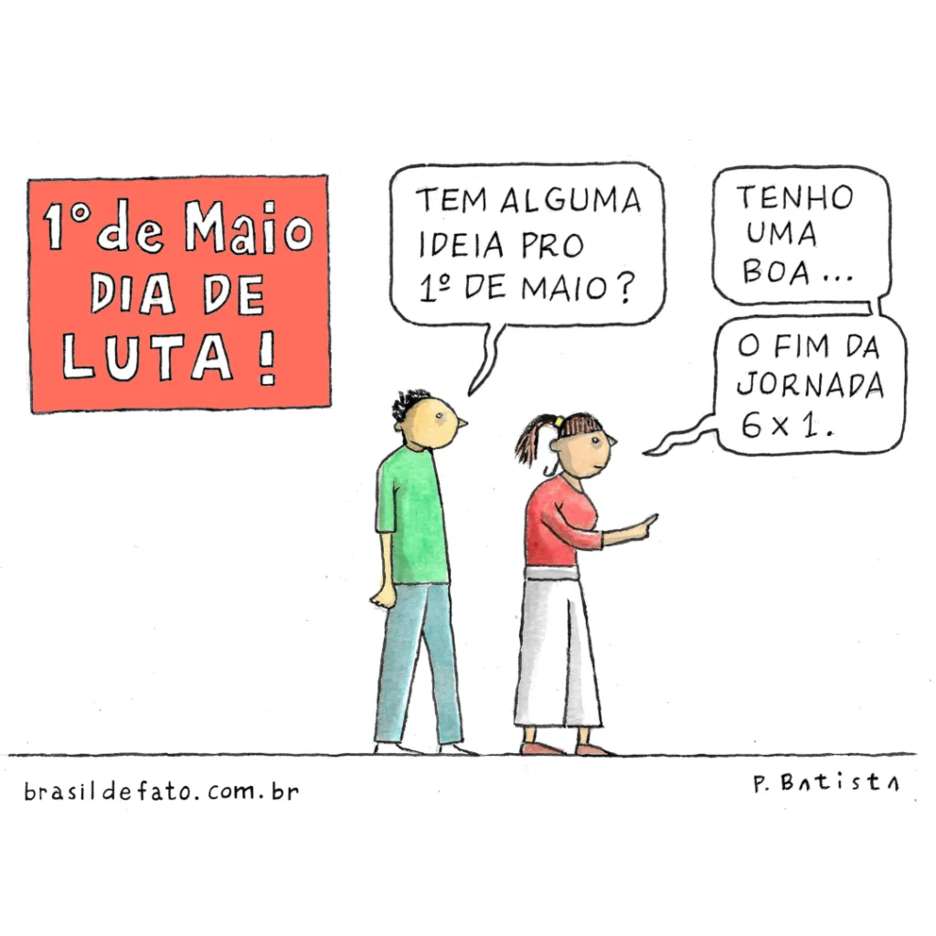 'O dia e a pauta', charge de Paulo Batista para o Brasil de Fato