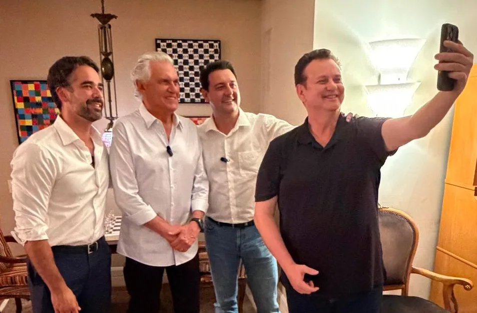 Da esquerda à direita: Eduardo Leite, Ronaldo Caiado, Ratinho Jr. e Gilberto Kassab | Crédito: Reprodução/X/Gilberto Kassab