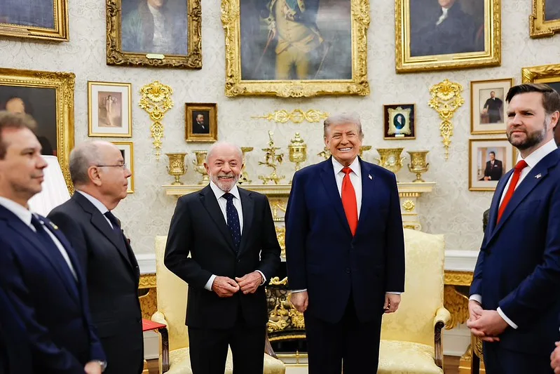 O presidente Luiz Inácio Lula da Silva durante encontro com o presidente dos Estados Unidos, Donald Trump, em 7 de maio de 2026