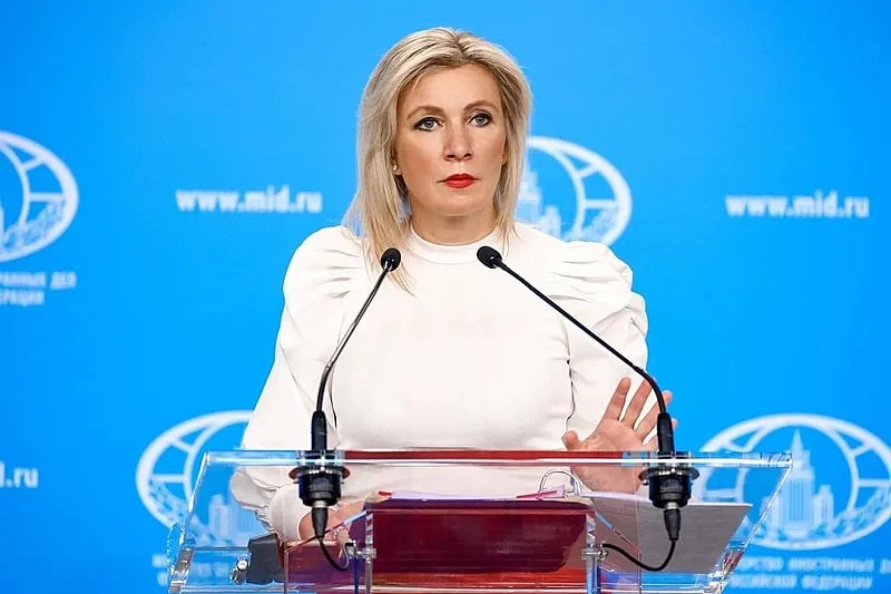 Representante oficial do Ministério das Relações Exteriores da Rússia, Maria Zakharova, durante briefing
