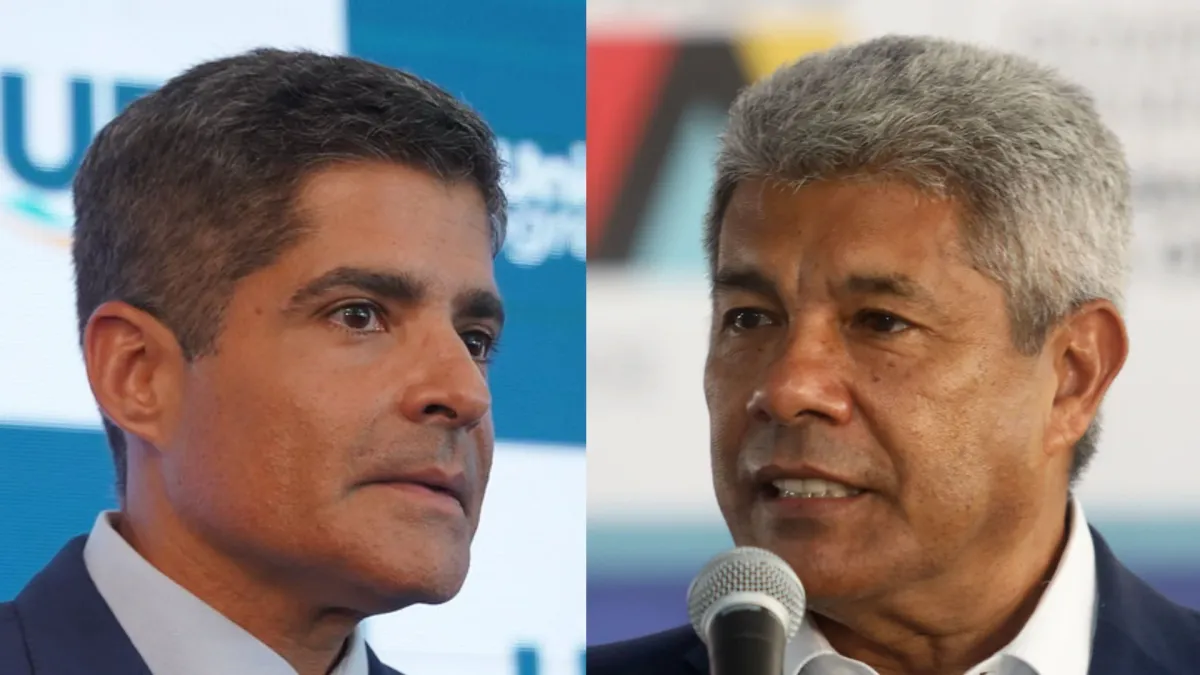 À esquerda, ACM Neto (União) e, à direita, Jerônimo Rodrigues (PT) • União na Câmara | Thuane Maria/GOVBA