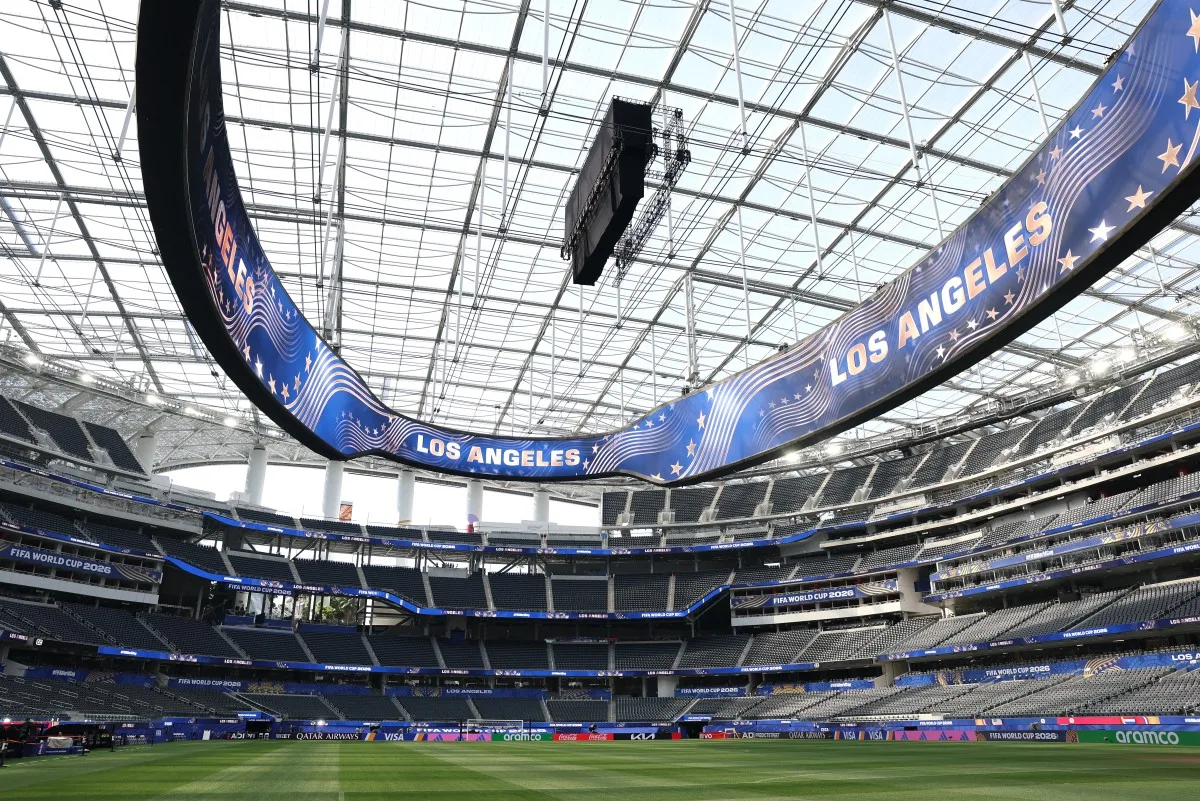 Uma visão geral do interior do estádio antes da partida do Grupo D da Copa do Mundo da FIFA 2026 entre EUA e Paraguai no Los Angeles Stadium em 11 de junho de 2026, em Los Angeles, Califórnia