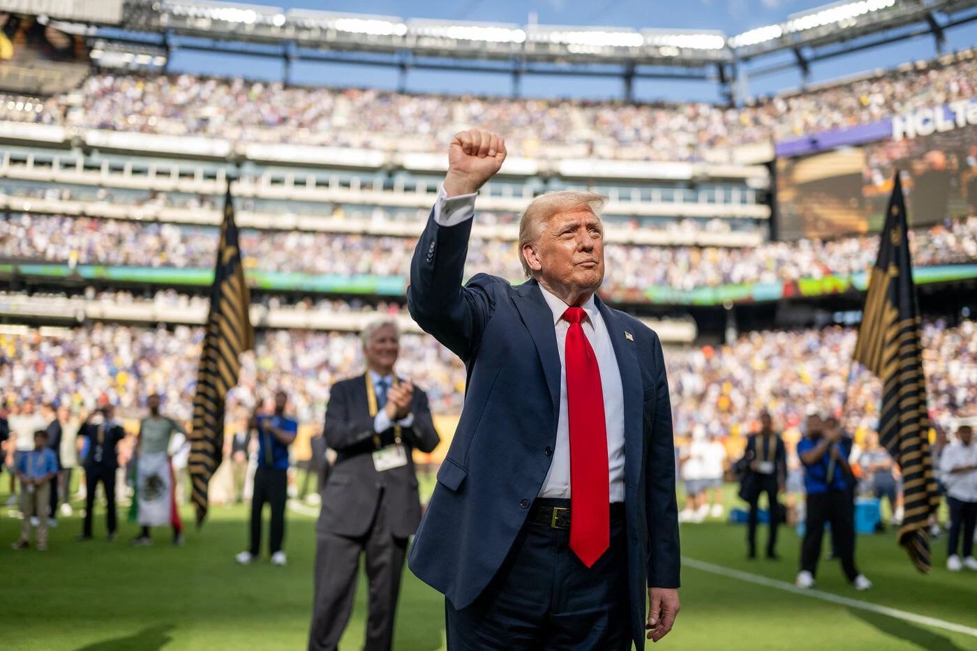 O presidente Donald Trump na final do Mundial de Clubes da Fifa em 2025