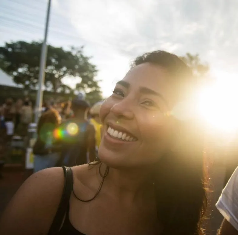 A jornalista Cristiane Sampaio.