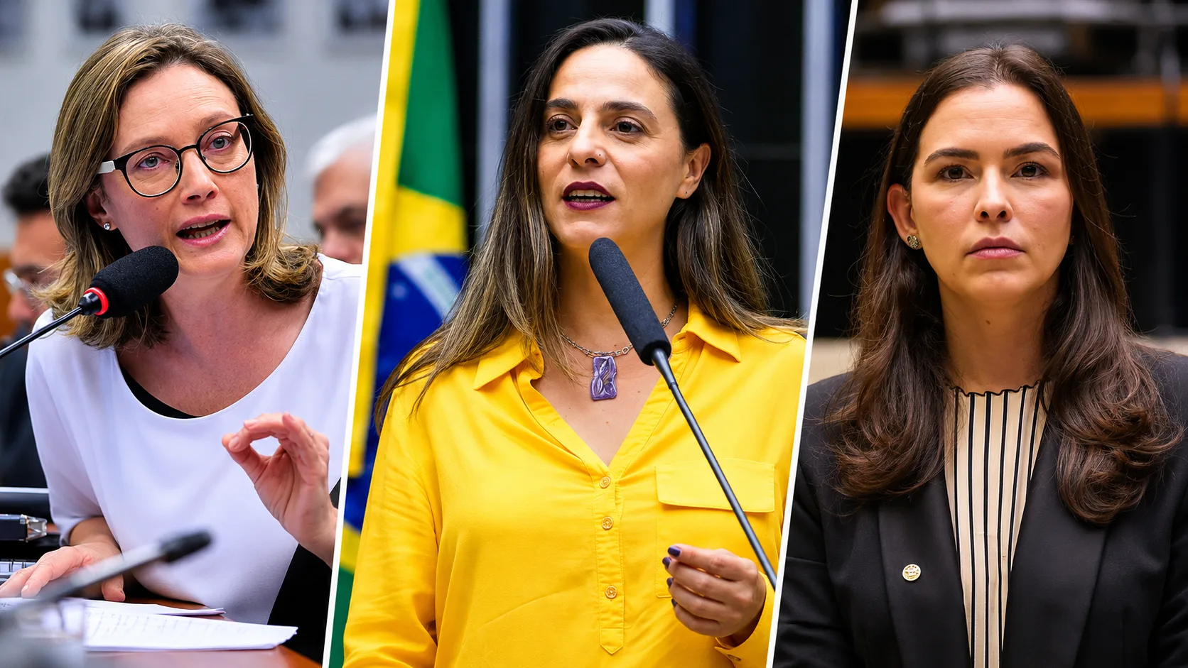 Da esquerda à direita, Maria do Rosário (PT-RS), Fernanda Melchionna (PSOL-RS) e Maria Arraes (PSB-PE)