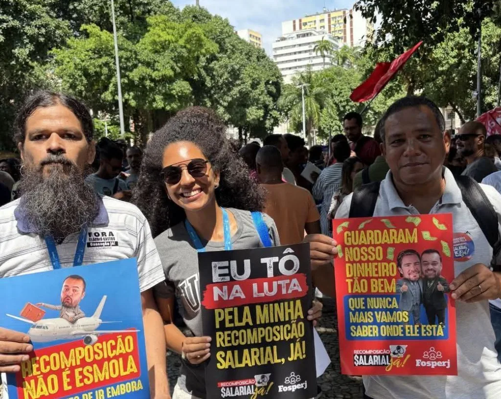 Manifestação realizada em 18 de março em defesa do pagamento da recomposição salarial atrasada desde 2023